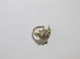 Anel banhado a ouro com pedras zirconia  e strass